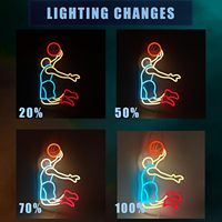 Enseigne lumineuse LED néon en acrylique à intensité variable, motif joueur de basket, décoration murale pour chambre d'enfant, salle de jeux, IP65, cadeau d'anniversaire pour garçons