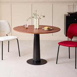 Table ronde en <span class=keywords><strong>bois</strong></span> massif de style rétro pour petits espaces, balcon, salon de thé, café, salle à manger, ensemble table et chaises, réception commerciale, négociation - Product Image 4