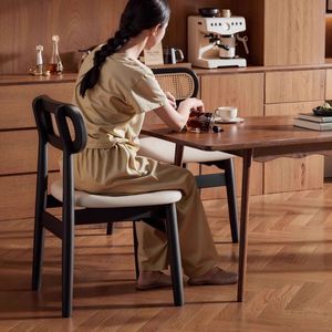 Sedia <span class=keywords><strong>e</strong></span> Sgabello da Pranzo in Legno Stile Nordico per Casa <span class=keywords><strong>e</strong></span> Tempo Libero con Rivestimento in Pelle <span class=keywords><strong>e</strong></span> Funzione di Smontaggio - Product Image 2