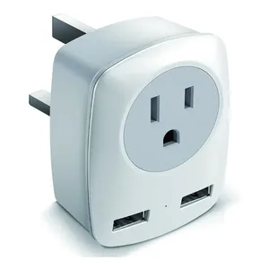 US to UK Plug Adapter , Ireland Hong Kong Type G Travel Adaptor with 2 USB,4 in 1 Outlet Adaptor