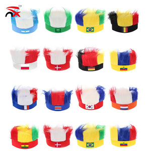 Perruque personnalisée en polyester avec drapeaux américains, brésiliens, français et de tous les pays pour supporters – Idéale pour les matchs sportifs 2026 - Product Image 2
