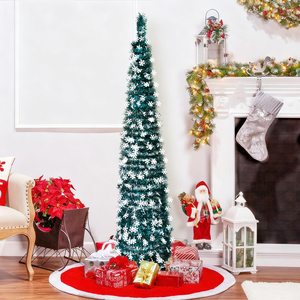 Sapin de Noël en PVC pliable de 1,5 m, vert paon, flocon de neige argenté, sapin de Noël rétractable, décorations de cheminée au sol - Product Image 4