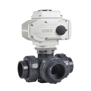 Válvula Eléctrica COVNA para Pedidos Urgentes DN40, Válvula de Bola de Unión Verdadera de PVC con Actuador Eléctrico Modulante de 24V CA, Puerto en L de Tres Vías - Product Image 1