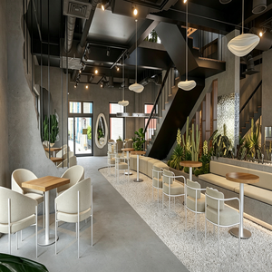 Meubles de café style Tuoji, cadre mural suspendu en métal multi-niveaux, éclairage LED, <span class=keywords><strong>vitrine</strong></span> de réception en verre trempé - Product Image 4