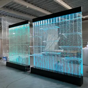 Customized Coastal Design Movable Room Dividers Bubble Water Wall Acrylic Partition With LED Lights Printed Engraved Panels