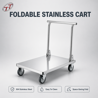 Chariot utilitaire pliable en acier inoxydable 304, chariot de service pour cuisine commerciale, emballage plat, assemblage modulaire