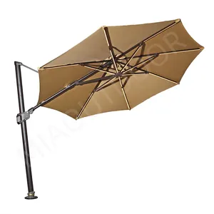 Parapluie extérieur de jardin de patio en porte-à-faux en aluminium mené