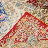 244x305cm Persischer Qum Handgeknüpfter Seidenteppich Blumenmuster Niedrigflorig Waschbar Hochwertiger Designer-Teppich