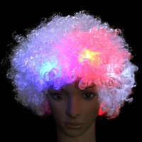 Perruque de cheveux colorés rougeoyants lumineux pour la fête Halloween nouvel an LED Clown Afro perruques avec des accessoires de Cosplay légers couvre-chef bouclés au néon