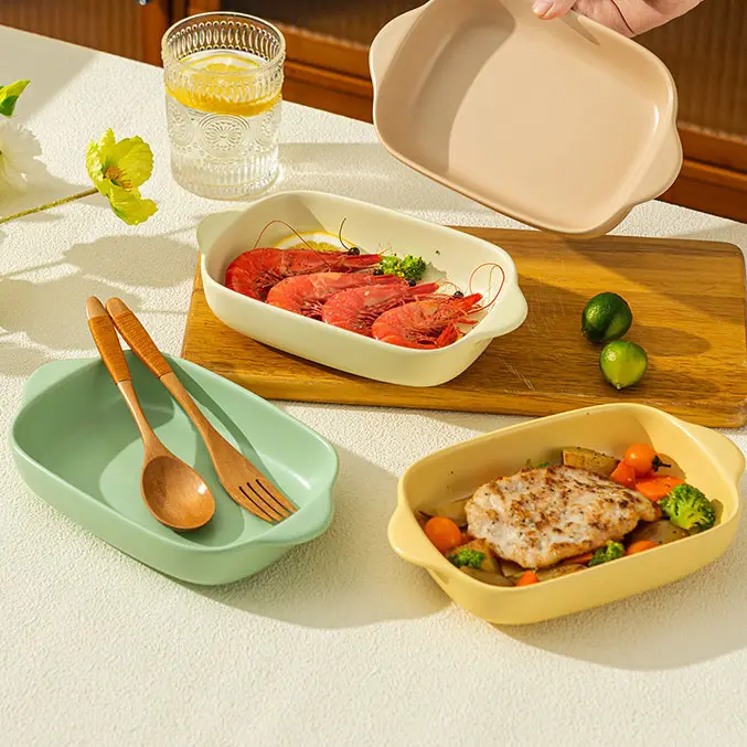 Hot Selling Home Restaurant Baking Dish Tray Nonstick Rectangular Ovenware Ceramic Baking Pans Bakeware