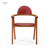EKAR Lyra Chaise de salle à manger de luxe moderne en bois massif avec accents en cuir véritable pour la maison, l'hôtel et la villa.