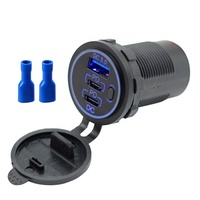 Double 20W PD Type C 18W QC 3.0 Chargeur de voiture Interrupteur à bouton étanche DC12V/24V 3 ports USB pour voiture Marine RV 1 an