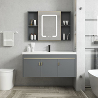 Kabinet Vanity Dinding Berkualitas Hotel dengan Wastafel Keramik untuk Perlengkapan Kamar Mandi Hotel Villa Boutique