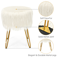 Chaise de coiffeuse en fausse fourrure, tabouret de maquillage, siège rembourré en fourrure, pouf rond