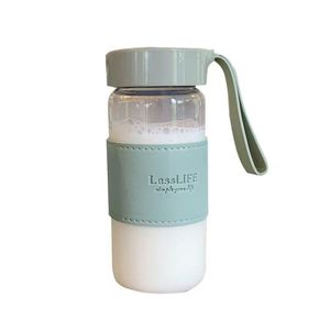 Lesslife Glass <b>Water</b> <b>Bottle</b> With Leather Sleeve Portable Tea Infuser Travel Cup For Flower Tea Brewing - Product Image 5