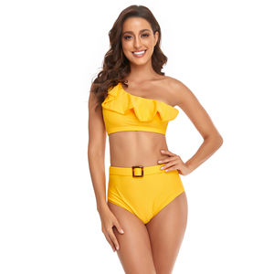 2022 Vente chaude Maillots <span class=keywords><strong>De</strong></span> <span class=keywords><strong>Bain</strong></span> Sur Mesure Spot Bikini Maillots <span class=keywords><strong>de</strong></span> <span class=keywords><strong>Bain</strong></span> Pour Femmes Jaune Bikini 2-pièce Une Épaule Maillots <span class=keywords><strong>de</strong></span> <span class=keywords><strong>Bain</strong></span> - Product Image 4