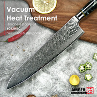 Ensemble de couteaux de cuisine en acier Damas VG10 avec manche en résine noire