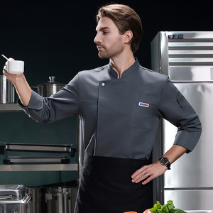 <span class=keywords><strong>Giacca</strong></span> da Chef Giapponese per Ristorante, Uniforme da Cucina, <span class=keywords><strong>Giacca</strong></span> <span class=keywords><strong>Nera</strong></span> da Chef per Uomo, Uniforme per Hotel - Product Image 2