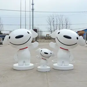 Op Maat Gemaakte Levensgrote Fabriek Groothandel Hoge Kwaliteit Glasvezel Schilderij Standbeeld Cartoon Hond Sculptuur Snoopy Hars Sculptuur