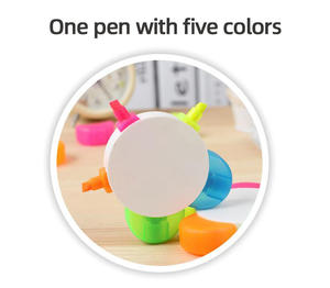 Rotulador resaltador en forma de flor de cinco colores con logotipo personalizado, papelería multicolor para uso escolar o regalos - Product Image 3