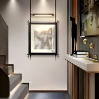 Tableau mural en toile minimaliste italien éclairé, finition artisanale, cadre en acier inoxydable LED, taille personnalisée disponible
