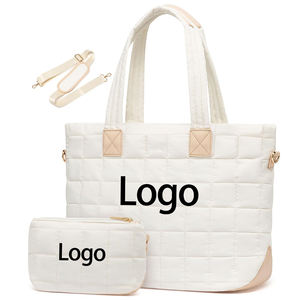 Toptan özel büyük Puffer Tote çanta çanta ile 15.6 inç Laptop çantası kabarık kapitone işık çalışma seyahat el çantası kadınlar için - Product Image 5