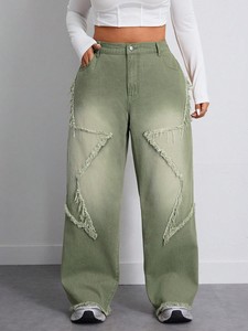 Pantalones vaqueros casuales de pierna ancha estilo boyfriend al por mayor, <span class=keywords><strong>jeans</strong></span> rasgados personalizados para <span class=keywords><strong>mujer</strong></span>, <span class=keywords><strong>jeans</strong></span> rectos holgados de talla grande para <span class=keywords><strong>mujer</strong></span> - Product Image 6