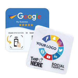 Customizable Logo NFC Menu Tags Waterproof PVC Adhesive Acrylic Plate RFID 13.56MHz Mini Tag <strong>Google</strong> Review QR Code Table Sticker - Product Image 1