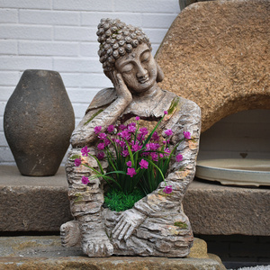 <span class=keywords><strong>Sculpture</strong></span> en résine écologique faite à la main Statue de bouddha zen rétro décorations de pot de fleur de jardin de cour extérieure inspirées du bouddhisme - Product Image 2