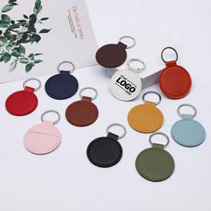 <b>Custom</b> Round PU Leather Keychain Holder for Medals, Coins, or Badges, Personalized <b>Key</b> <b>Ring</b> with Logo for Promotional Gifts - Product Image 1