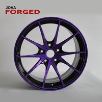 Rines JOVA de 22 Pulgadas y 10 Birlos de Aleación de Aluminio Forjado con Acabado Brillante en Negro y Morado Personalizables con 5 Años de Garantía Universal