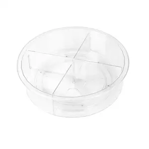 Home Storage Container Clear Plastic Bathroom Make Up Grain Food Round Lazy Susan Rotating Turntable Kitchen Fridge Organizer