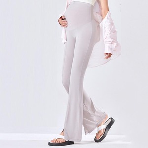 Pantaloni Premaman YIYI a Gamba Larga, Elasticizzati, Svasati, Sottili e Traspiranti con Supporto per la Pancia, Casual - Product Image 4