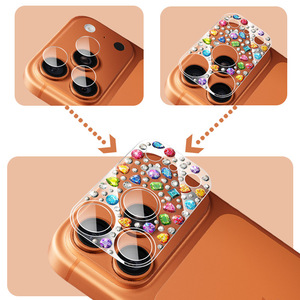 For Iphone Camera Lens <b>Protector</b> Diamond Sticker <b>Glass</b> Cover Rectangle Aluminum Decoration - Product Image 5