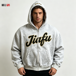 <strong>Men's</strong> <strong>Hoodies</strong> Heavyweight Oversized Blank Zip up Hooded High Quality Fleece Custom Embroidery Logo <strong>Hoodies</strong> <strong>for</strong> <strong>Men</strong> Hot Supplier - Product Image 3