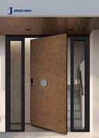 Porte pivotante moderne en aluminium avec charnières robustes, caractéristiques antivol haute sécurité, isolation phonique et thermique pour extérieur