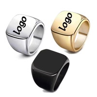 316L Edelstahl Hypoallergene Championship-Ring-Rohlinge Fingerring-Designs Silberring Quadratische Breite Siegelringe
