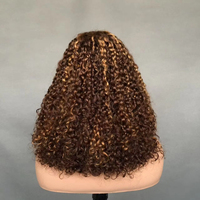 Perruque en cheveux humains de qualité supérieure, densité totale, avec fermeture en dentelle, boucles Pixie, double épaisseur, cheveux vierges