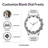 Jam Tangan Pria Fashion Custom Dial Kosong Quartz dengan Casing Alloy dan Tali Silikon, Dial Bulat Besar 45mm, Grosir