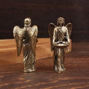 Figurine d'ange en laiton, sculpture de personnage, ornement d'ange gardien avec ailes, 1 pièce - Product Image 3