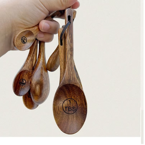 4-Piece Acacia Beech Wood Measuring Scoops <strong>Set</strong> for Home Kitchen Cooking Baking <strong>Spice</strong> Coffee Tea Utensils - Product Image 5