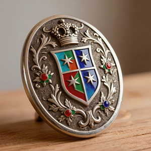 Badge métallique personnalisé en gros d'usine, écusson 3D gaufré, boucle de revers en émail souple avec couronne, pour cadeau souvenir - Product Image 1