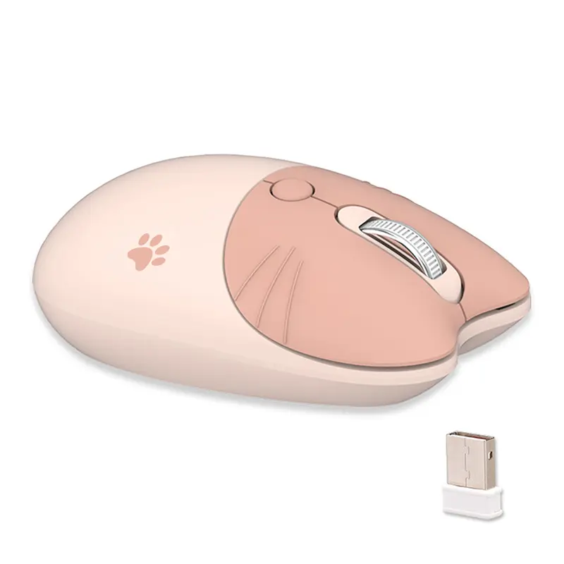 INI Mouse-ratón inalámbrico para ordenador portátil, mouse óptico de escritorio de 1000G 1200 1600 2,4 DPI CAT cat