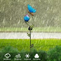 Garten-Ornamente Outdoor Metall-Schmetterling & Tulpen Solar-Gartenstecker Wasserdichte Blumen-Tier-Solarleuchten Dekoration für den Garten