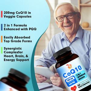 Bulk Supplier <b>CoQ10</b> <b>200mg</b> Capsules Supports Heart Health with PQQ 2-in-1 Heart Health Supplement - Product Image 3