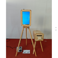 Photomaton instantané en bois avec verre trempé en chêne double face, écran tactile de 18,5 pouces, compatible iPad, support pour appareil photo reflex numérique