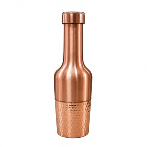Botella de Vino de Cobre Puro, Cuello Largo, Doble Acabado, Base Martillada Lisa, a Prueba de Fugas, Botella Ayurvédica para Beber, 1 Litro - Product Image 1