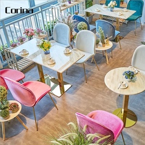 OEM Modern <strong>Small</strong> White Marble Dining <strong>Tables</strong> <strong>Gold</strong> Stainless Steel Round Dining <strong>Table</strong> and Chairs Sets - Product Image 2