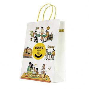 Sacs en papier kraft de haute qualité avec poignées, sacs shopping personnalisés imprimés pour la promotion en supermarché, avec lamination et poignées - Product Image 1