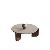 Direct From Stock Table basse en bois massif au design unique et moderne Table ronde en pierre Table centrale pour le salon